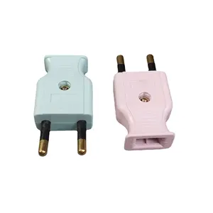 copper cylinder solid core 2-plug head color European standard round 2-plug monitoring three-color plug