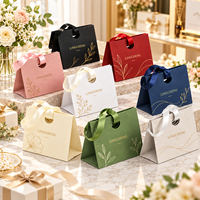 Sac cadeau en carton personnalisé avec logo, poignée en ruban de satin tressé, découpe ronde, pour bijoux et parfums, vente en gros