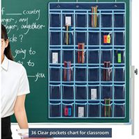 Organizador Colgante de 36 Bolsillos, Azul, para Puerta o Pared, Organizador de Aula, Porta Celulares y Calculadoras