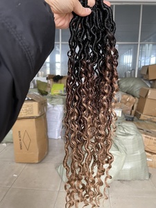 Extensiones de cabello trenzado para mujer, pelo sintético con diseño de Río, Color marrón, degradado, diosa Bohemia - Product Image 2
