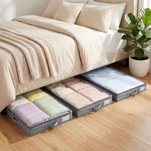 Suitable for Under Beds Under 4 Inches, Folds Down for <strong>Shallow</strong> <strong>Storage</strong>, with a Transparent Lid and Zipper. - Product Image 5
