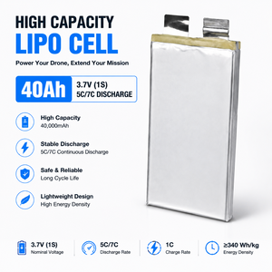 Batterie de drone LiPo 40000mAh 3.7V 350Wh/kg à haute densité énergétique et semi-solide pour drone longue portée UAV, drone industriel - Product Image 1