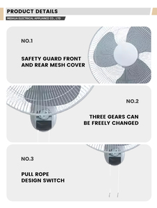 Ventilateur mural 16 pouces à commande par cordon et 3 vitesses avec oscillation, fabriqué en Chine – Vente chaude usine - Product Image 4
