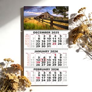 Ventes directes d'usine |   Impression personnalisée à la demande |   <span class=keywords><strong>Calendrier</strong></span> mural vertical pliable de haute qualité pour 3 <span class=keywords><strong>mois</strong></span>, 2026-2027 |   Grande taille | - Product Image 1