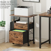 Meuble de rangement mobile en bois avec tiroirs et design à 3 niveaux, optimise l'espace de bureau pour imprimante et étagère de bureau à domicile
