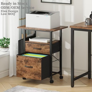 Archivador Móvil <span class=keywords><strong>de</strong></span> Madera con Cajones y Diseño <span class=keywords><strong>de</strong></span> 3 Niveles que Extiende el Espacio <span class=keywords><strong>de</strong></span> Escritorio para Oficina <span class=keywords><strong>en</strong></span> Casa, Estante para Impresora - Product Image 1
