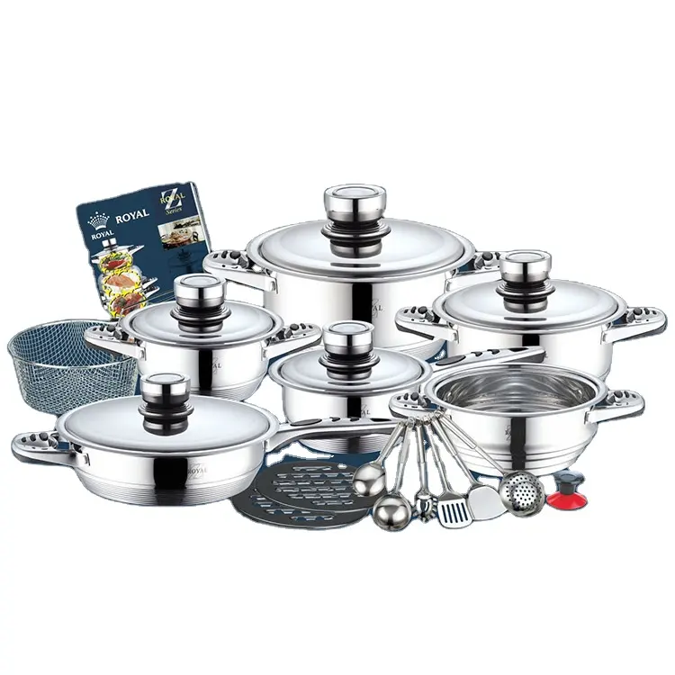 23 pieces cookware stainless with steel lid