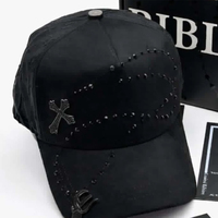 Casquette de baseball OEM ODM JX à visière incurvée, de luxe, en gros, avec strass, doublure en satin, broderie 3D et patch croix en cristal