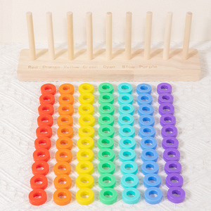 Juego <span class=keywords><strong>de</strong></span> anillos <span class=keywords><strong>de</strong></span> arcoíris <span class=keywords><strong>de</strong></span> madera Montessori para bebés, clasificación <span class=keywords><strong>de</strong></span> colores, cuentas educativas para contar, juguetes <span class=keywords><strong>de</strong></span> aprendizaje <span class=keywords><strong>de</strong></span> matemáticas, material didáctico - Product Image 3