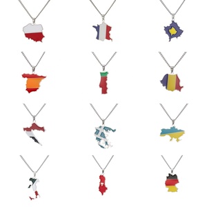 Collier pendentif <span class=keywords><strong>carte</strong></span> de pays européen Ukraine allemagne France italie acier inoxydable drapeau de pays <span class=keywords><strong>carte</strong></span> colliers bijoux de mode - Product Image 1
