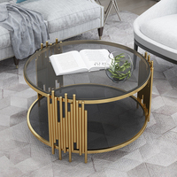 Table basse ronde de salon en acier inoxydable, meuble de luxe, de haute qualité, en or ou en argent, avec miroir, disponible en noir