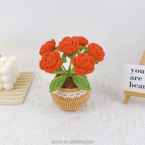 Decoración para el Hogar, Maceta de Flores Tejida a Crochet, Rosa, Margarita, Girasol, Planta en Maceta Hecha a Mano - Product Image 4