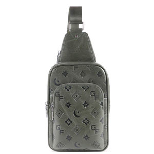 <span class=keywords><strong>Sac</strong></span> de poitrine en cuir PU texturé effet cire d'huile de qualité supérieure avec monogramme <span class=keywords><strong>g</strong></span>éométrique en relief pour les trajets quotidiens - Product Image 6