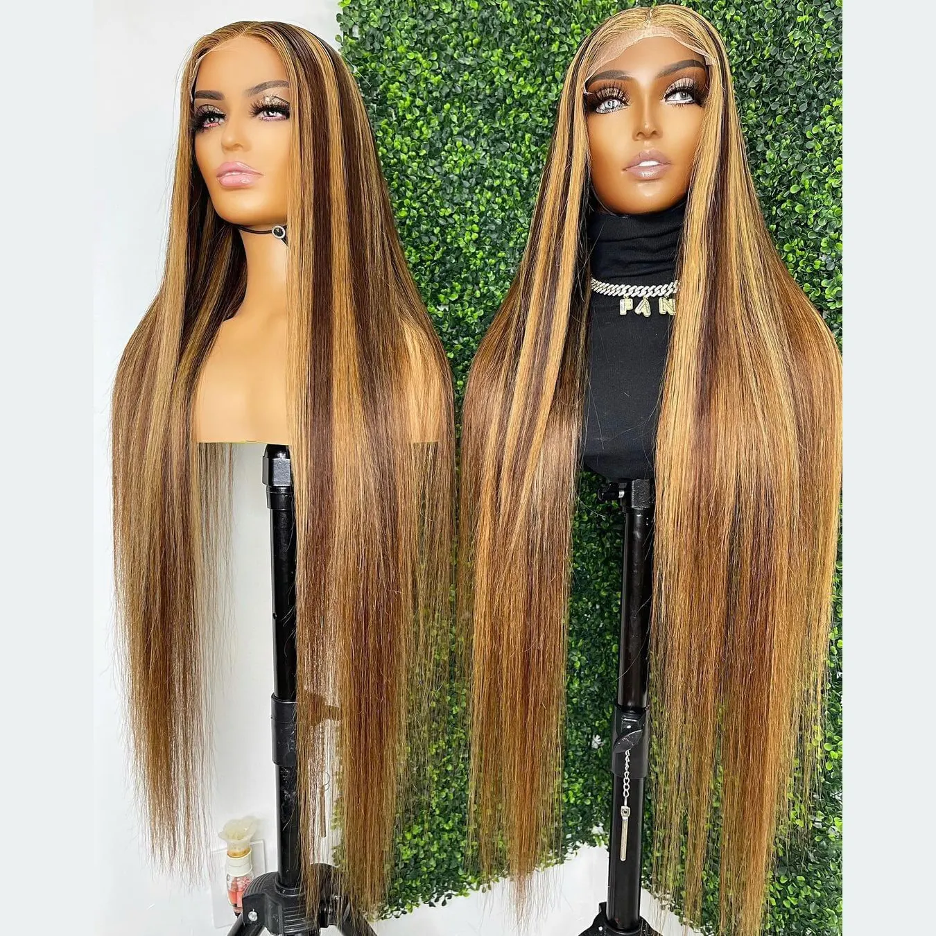 Highlight 1b Honey Brown Color Straight Human Hair Lace Front Wig Virgin Brazilian Hair Human Wig Transparent Hd Frontal Wig