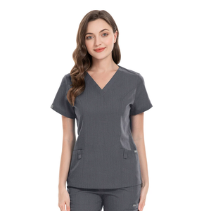 Unisex Nursing Scrubs Sets Fashionable Stretch Short Sleeve Multiple Pockets <b>Nurse</b> Uniform Hospital Beauty Salon Staff - Product Image 2