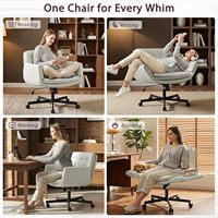 Chaise Laian Criss Cross avec accoudoirs réglables en 5 positions, chaise de vanité pivotante en cuir PU adaptée aux animaux domestiques avec roulettes, confortable