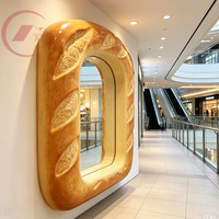 Patung Makanan Kreatif Cermin Pizza 3D Fiberglass Komersial untuk Dekorasi Dinding Restoran Cepat Saji, Kafe, Toko, Mal