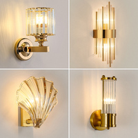 Luz de noche para dormitorio interior, diseño de lujo, fondo decorativo para sala de estar, lámpara de pared de cristal LED moderna, luz de pared para pasillo