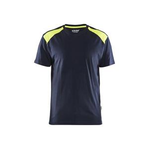 Blaklader-เสื้อยืด337910428633S น้ำเงินเข้ม/Hi-Vis เหลือง-EAN เสื้อยืดทำงาน7330509890134และเสื้อโปโล - Product Image 1