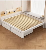 Lit en fer 1,8 m, lit double moderne et simple, cadre de lit renforcé et épaissi avec rangement, idéal pour petit appartement, personnalisable