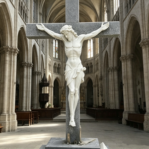 Statue de Jésus en marbre de style religieux catholique, taille personnalisée, Sacré-Cœur pour la décoration d'église - Product Image 4