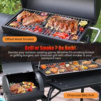 Barbecue portable en acier efficace avec fumoir en fonte intégré, thermomètre inclus, idéal pour les fêtes en extérieur et les jardins.