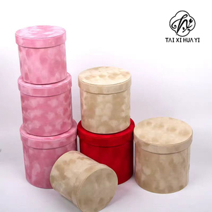 Set <span class=keywords><strong>di</strong></span> 3 Scatole Rigide Cilindriche Rotonde in Velluto Forniture per Fioristi per Confezionamento Bouquet <span class=keywords><strong>di</strong></span> Fiori Freschi Regalo per le Feste - Product Image 3