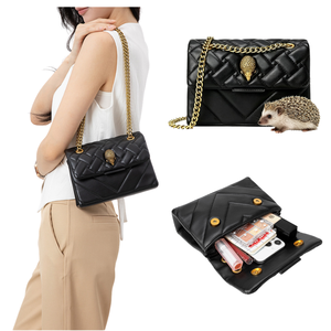 Bolso de Hombro Impermeable para Mujer, Estilo Vintage Preppy, con Logotipo de <span class=keywords><strong>Erizo</strong></span>, Cadena y Solapa, Gran Capacidad, Correa de 45-55cm, ¡Oferta Caliente en el Reino Unido! - Product Image 2