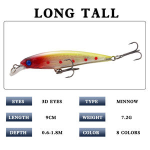 Señuelo de pesca XY-332 Minnow de 9 cm y 7.2 g con sonajero, cebo duro para tilapia, equipo de pesca de aguas medias. - Product Image 5