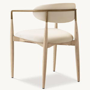 Fauteuil de salle à manger Rhoohill personnalisé, style moderne américain, en bois massif, chêne blanc avec piètement métallique, pour restaurant - Product Image 6