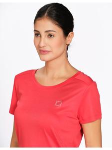 เสื้อยืดออกกำลังกายสีแดงสำหรับผู้หญิง ผลิตจากโพลีเอสเตอร์ คอกลม ทรงหลวม เหมาะสำหรับออกกำลังกาย วิ่ง และฝึกซ้อม - Product Image 6