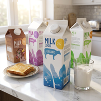 Boîte d'emballage personnalisée en carton pour jus de fruits aseptique, cartons de lait, boîte en carton pour jus avec impression, carton à couvercle supérieur
