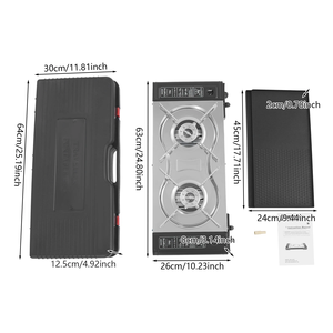 Fornello da Campeggio Portatile <span class=keywords><strong>a</strong></span> 2 Fuochi <span class=keywords><strong>a</strong></span> Gas Butano Multifunzione in Ferro per Cucina all'Aperto Antivento <span class=keywords><strong>Barbecue</strong></span> - Product Image 5