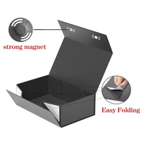 Emballage de luxe personnalisé, boîte-cadeau magnétique noire avec insert en satin, doublure en satin à l'intérieur