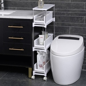 <b>White</b> 3 Tier Storage Rack With Wheels For Kitchen Organization And Home Use - Product Image 4