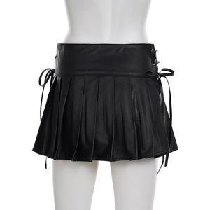 Falda Y2K para mujer, <span class=keywords><strong>minifalda</strong></span> <span class=keywords><strong>corta</strong></span> estilo punk, falda de cintura baja, tendencia de moda urbana, falda midi para mujer <span class=keywords><strong>con</strong></span> cordones metálicos. - Product Image 5