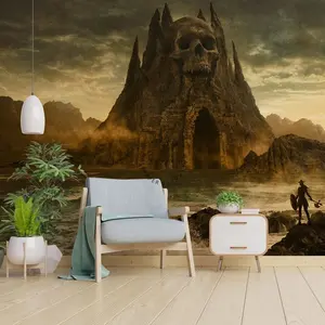 Fantasy Skull Castle Wallpaper Wall Decal para murales de pared de dormitorio para sala de estar