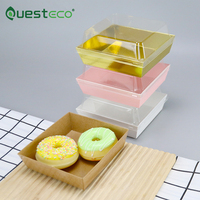 Boîtes alimentaires jetables carrées blanches de 5 pouces pour sandwichs, gâteaux, pâtisseries, charcuterie, avec couvercles transparents sécurisés