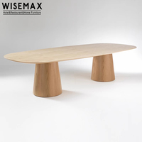 MEUBLES WISEMAX Table d'intérieur 8 places table à manger en bois de forme ovale simple pour restaurant maison salle à manger vente en gros