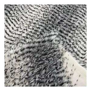 Tela estampada de <span class=keywords><strong>pelo</strong></span> de pavo real de alta calidad, tela de ropa de piel sintética de felpa larga degradada - Product Image 3