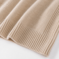 Pull en maille fine beige pour femme, manches longues, col rond, marque privée, vente en gros