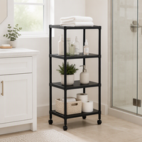 Étagère de rangement en plastique amovible sur pied pour cuisine, salle de bain, chambre à coucher, chariot de rangement multi-étages du sol au plafond