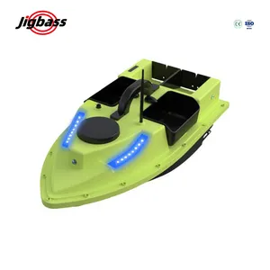 JIGBASS D19Y, nuevas cuatro tolvas independientes, tira de luz de vela, 600m, Control remoto de larga distancia, alimentador de carpa, surfista, barco de cebo RC