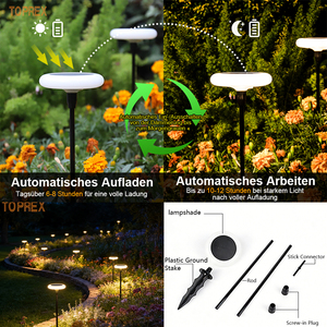 <span class=keywords><strong>Lampe</strong></span> solaire ovale intelligente LED IP65 robuste et pratique avec piquet de sol, étanche pour extérieur, pour la sécurité et la décoration de la maison - Product Image 3