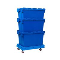 Caisses de déménagement en plastique de haute qualité, robustes et durables avec couvercle, empilables et emboîtables, caisse de rangement en plastique