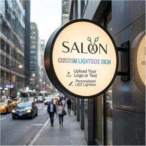 Custom Round LED Lightbox Sign Wall Mount Aluminum Frame Waterproof Advertising Light Boxes Display For Salon <b>Bar</b> Cafe - Product Image 1