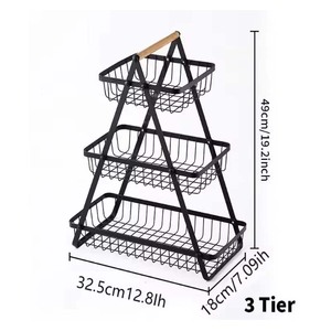 ตะกร้าผลไม้ 2/3 ชั้น ชั้นวางของอเนกประสงค์ในครัว ชั้นวางโลหะสำหรับจัดระเบียบเคาน์เตอร์รับประทานอาหาร สำหรับเก็บผลไม้ ผัก และขนมปัง - Product Image 6
