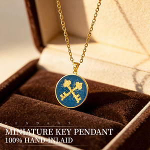 Regalo per la Cresima Cattolica, Chiavi di San Pietro del Cielo, Medaglia Sacra con Intarsio in Mosaico Blu, Ciondolo, Gioielli Religiosi all'Ingrosso - Product Image 1