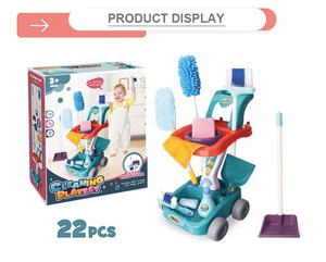 22 Pcs <span class=keywords><strong>Kids</strong></span> Pretend Play Set Game Schoonmaken Winkelwagen Trolley Speelgoed - Product Image 3