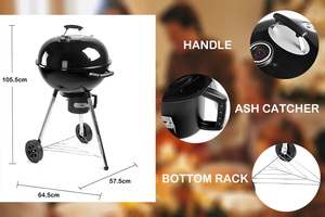 Parrilla redonda grande para barbacoa ahumadora de carbón de <span class=keywords><strong>22</strong></span> pulgadas con carrito - Product Image 4